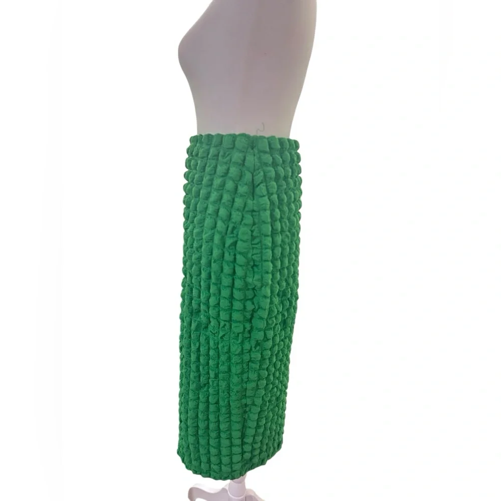 Amanda Uprichard stretchy Textured Green Midi Skirt